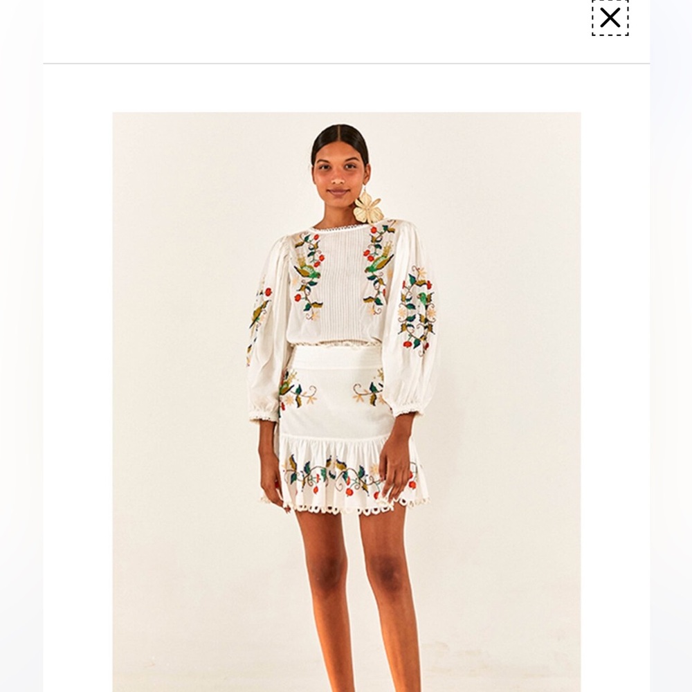 Farm Rio Pitanga embroidery mini skirt size small